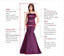 Burgundy Satin V-neck Mermaid Strapless Long Evening Prom Dresses, Custom Prom Dresses, YD0090