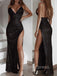 Sexy Mermaid Black Sequins Long Evening Prom Dresses, Spaghetti Straps prom dresses, YD0012