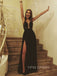 Sexy Black Chiffon Appliques Long Evening Prom Dresses, A-line Custom Prom Dresses, YD0018