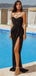 Sweetheart Mermaid Black Sequins Strapless Long Evening Prom Dresses, Custom prom dresses, YD0026