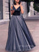 A-line Tulle V-neck Long Evening Prom Dresses, Custom prom dresses, YD0029