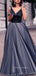 A-line Tulle V-neck Long Evening Prom Dresses, Custom prom dresses, YD0029