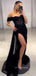 Sparkly Black Sequins Mermaid Long Evening Prom Dresses, Off Shoulder Custom prom dresses, YD0043