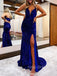 Gorgeous Royal Blue Sequins Mermaid Long Evening Prom Dresses, Spaghetti Straps Custom prom dresses, YD0046