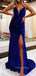 Gorgeous Royal Blue Sequins Mermaid Long Evening Prom Dresses, Spaghetti Straps Custom prom dresses, YD0046