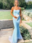 Sparkly Sky Blue Sequins Mermaid Long Evening Prom Dresses, Strapless Custom prom dresses, YD0050