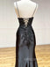 Unique Mermaid Black Satin Appliques Long Evening Prom Dresses, Custom prom dresses, YD0051