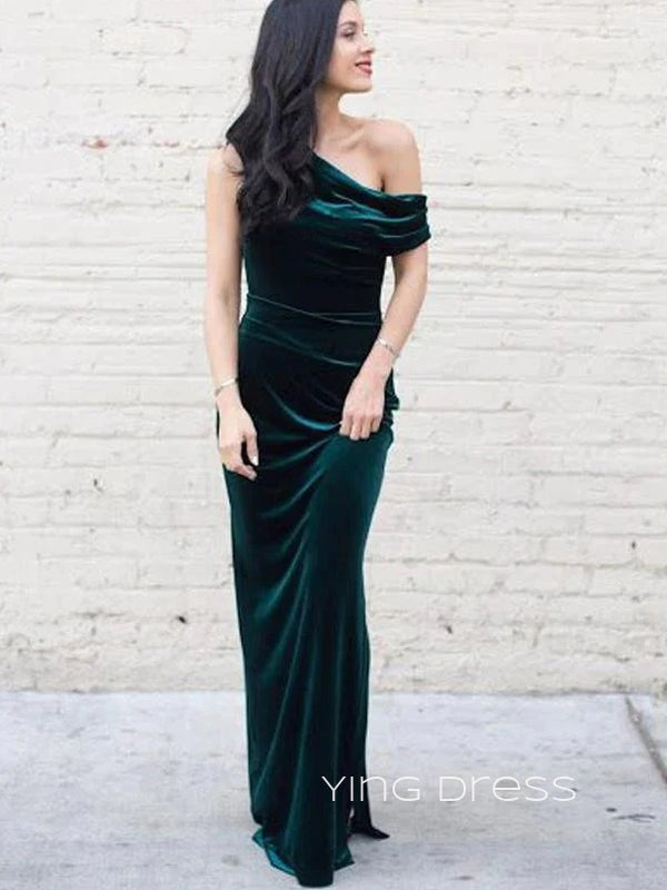 Dark Green Velvet Mermaid Long Evening Prom Dresses, Custom prom dresses, YD0059