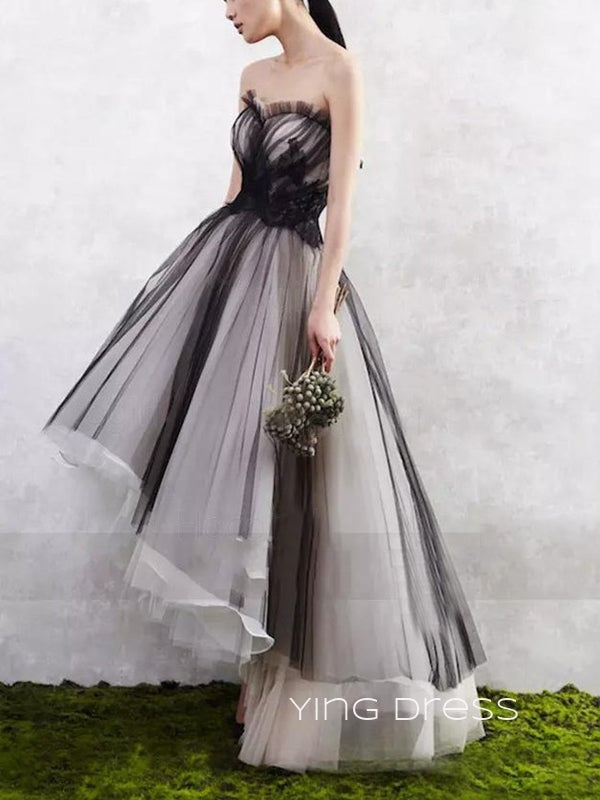 Sweetheart Tulle A-line High-low Long Evening Prom Dresses, Strapless Custom Prom Dresses, YD0067