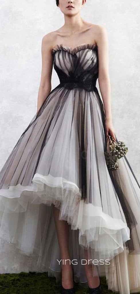 Sweetheart Tulle A-line High-low Long Evening Prom Dresses, Strapless Custom Prom Dresses, YD0067