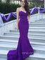 Mermaid Purple Strapless Long Evening Prom Dresses, Custom Cheap Prom Dresses, YD0069