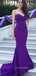 Mermaid Purple Strapless Long Evening Prom Dresses, Custom Cheap Prom Dresses, YD0069