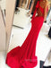 Unique Mermaid Halter High Slit Long Evening Prom Dresses, Custom Cheap Prom Dresses, YD0077