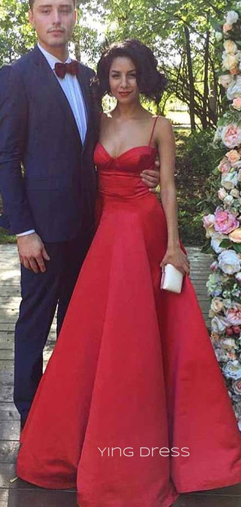 Spaghetti Straps A-line Satin Long Evening Prom Dresses, Custom Cheap Sweetheart Prom Dresses, YD0078