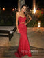 Mermaid Two Pieces Red Long Evening Prom Dresses, Custom Sweetheart Prom Dresses, YD0083