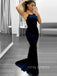 Formal Navy Blue Spaghetti Straps Long Evening Prom Dresses, Custom Mermaid Prom Dresses, YD0093