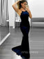 Formal Navy Blue Spaghetti Straps Long Evening Prom Dresses, Custom Mermaid Prom Dresses, YD0093