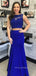 Two Pieces Royal Blue Mermaid Long Evening Prom Dresses, Custom Prom Dresses, YD0100