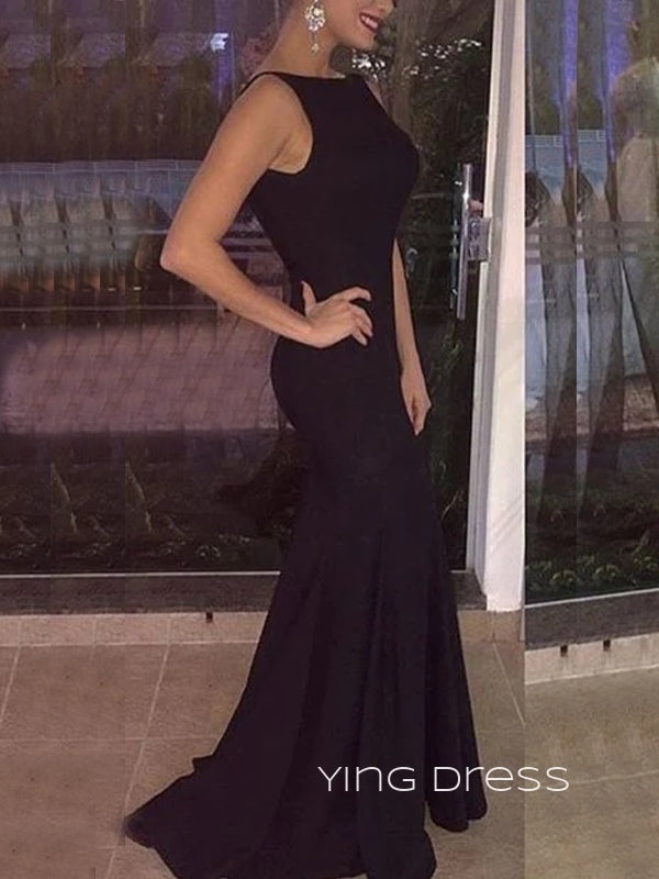 Elegant Black Mermaid Long Evening Prom Dresses, Custom Backless Prom Dress, YD0113