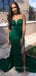 Gorgeous Emerald Green Mermaid Long Evening Prom Dresses, Custom Strapless Prom Dress, YD0114