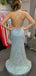 Gorgeous Sequins Mermaid V-neck Long Evening Prom Dresses, Custom Spaghetti Straps Prom Dress, YD0119