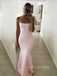 Simple Spaghetti Straps Pink Long Evening Prom Dresses, Custom Mermaid Prom Dress, YD0121