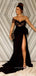 Formal One Shoulder Black High Slit Long Evening Prom Dresses, Custom Prom Dress, YD0122