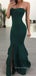 Dark Green Mermaid Strapless Long Evening Prom Dresses, Custom Cheap Prom Dress, YD0126