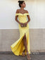 Morden Yellow Off Shoulder Mermaid Long Evening Prom Dresses, Cheap Custom Prom Dress, YD0136