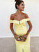 Morden Yellow Off Shoulder Mermaid Long Evening Prom Dresses, Cheap Custom Prom Dress, YD0136