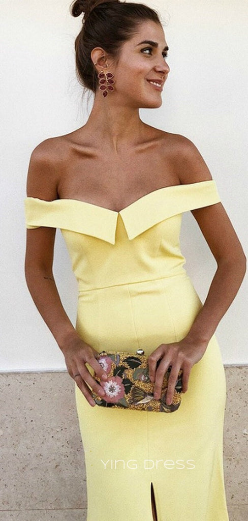 Morden Yellow Off Shoulder Mermaid Long Evening Prom Dresses, Cheap Custom Prom Dress, YD0136