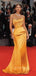 Gorgeous Gold Satin Mermaid Long Evening Prom Dresses, Cheap Custom Strapless Prom Dress, YD0143