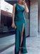 Simple Mermaid Side Slit Satin Long Evening Prom Dresses, Cheap One Shoulder Prom Dress, YD0145