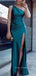 Simple Mermaid Side Slit Satin Long Evening Prom Dresses, Cheap One Shoulder Prom Dress, YD0145