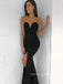 Strapless Mermaid Black Long Evening Prom Dresses, Custom Sweetheart Prom Dress, YD0149