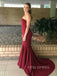 Pretty Burgundy Mermaid Long Evening Prom Dresses, Custom Strapless Prom Dress, YD0152