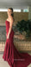 Pretty Burgundy Mermaid Long Evening Prom Dresses, Custom Strapless Prom Dress, YD0152