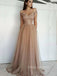 Off Shoulder A-line Tulle Long Evening Prom Dresses, Cheap Prom Dress, YD0155