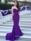 Sweetheart Purple Mermaid Long Evening Prom Dresses, Cheap Strapless Prom Dress, YD0157