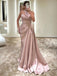 One Shoulder A-line Satin Long Evening Prom Dresses, Cheap Custom Prom Dress, YD0166