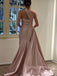 One Shoulder A-line Satin Long Evening Prom Dresses, Cheap Custom Prom Dress, YD0166