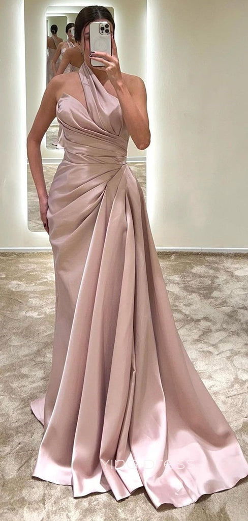 One Shoulder A-line Satin Long Evening Prom Dresses, Cheap Custom Prom Dress, YD0166