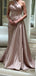 One Shoulder A-line Satin Long Evening Prom Dresses, Cheap Custom Prom Dress, YD0166