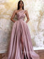 Formal A-line Satin Side Slit Long Evening Prom Dresses, Custom One Shoulder Prom Dress, YD0168