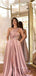 Formal A-line Satin Side Slit Long Evening Prom Dresses, Custom One Shoulder Prom Dress, YD0168