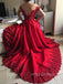 Off Shoulder Red Appliques A-line Long Evening Prom Dresses, Cheap Custom Prom Dress, YD0177