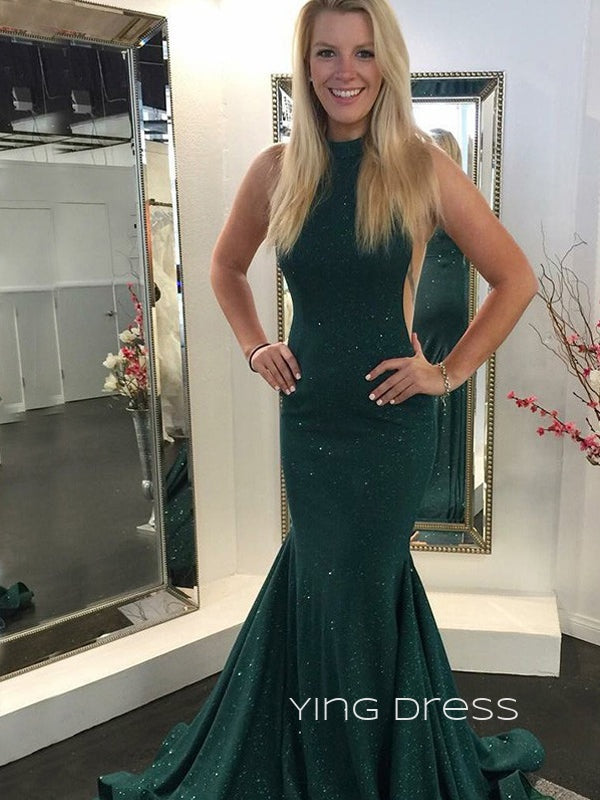 Halter Sparkly Mermaid Long Evening Prom Dresses, Custom Prom Dress, YD0181