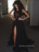 Sexy See Through Black Appliques Long Evening Prom Dresses, A-line Custom Prom Dress, YD0187