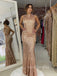 High Neck Gold Sequins Mermaid Long Evening Prom Dresses, Elegant Prom Dress, YD0195