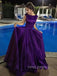 Purple Satin A-line Long Evening Prom Dresses, Cheap Custom Prom Dress, YD0198